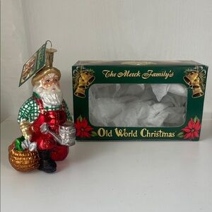 2007 Gardener Santa Ornament - Red and Green glass.   Brand new never hung.